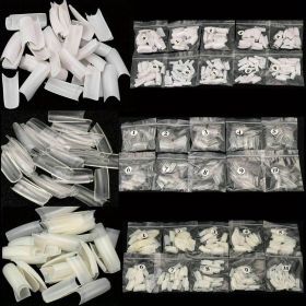 [French False Nails] 500-1000 Transparent Rectangular French False Nail Tips | Rectangular Nail Tips (Color: Natural)